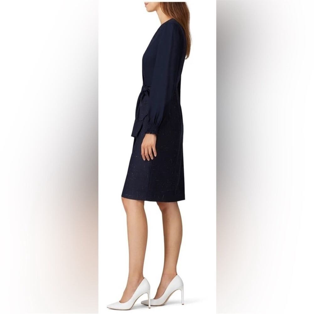 Rebecca Taylor Navy Cross Hatch Dress-Size 10 - Picture 3 of 7